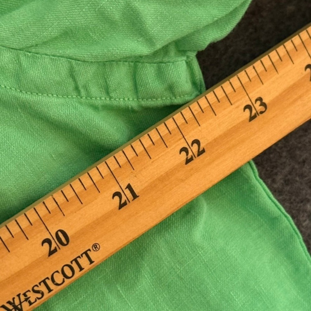 Polo Ralph Lauren Mens Medium Lime Green 100% Linen Button Down Utility Shirt - Picture 7 of 8